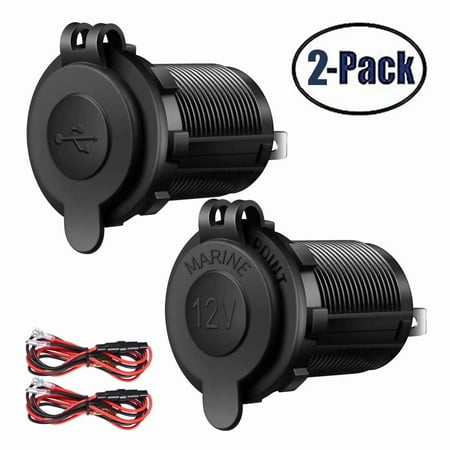 Waterproof Marine Black Lighter Socket Double USB Socket 12/24V Waterproof Marine Black Lighter Socket Double USB Socket 12/24V